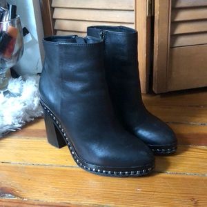 Black leather Coach booties